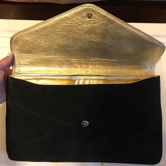 Black Suede Envelope Clutch - Picture 2 of 5